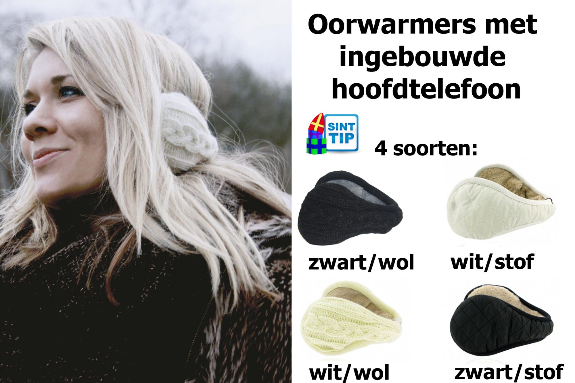 Today's Best Deal - Wit wollen oorwarmers