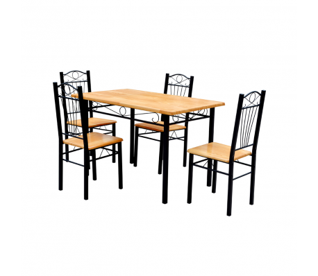 VidaXL - Eetkamertafel met 4 stoelen licht bruin