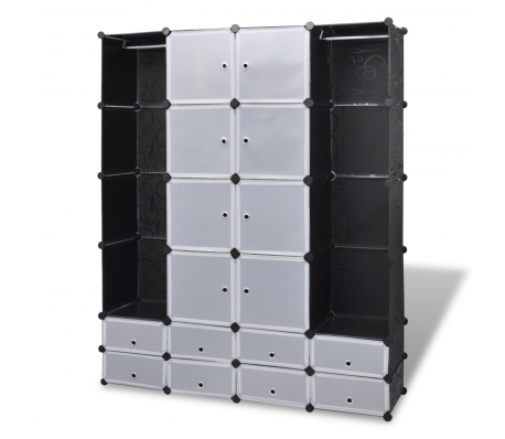 VidaXL - Modulaire kast met 18 compartimenten zwart en wit 37 x 150 x 190 cm
