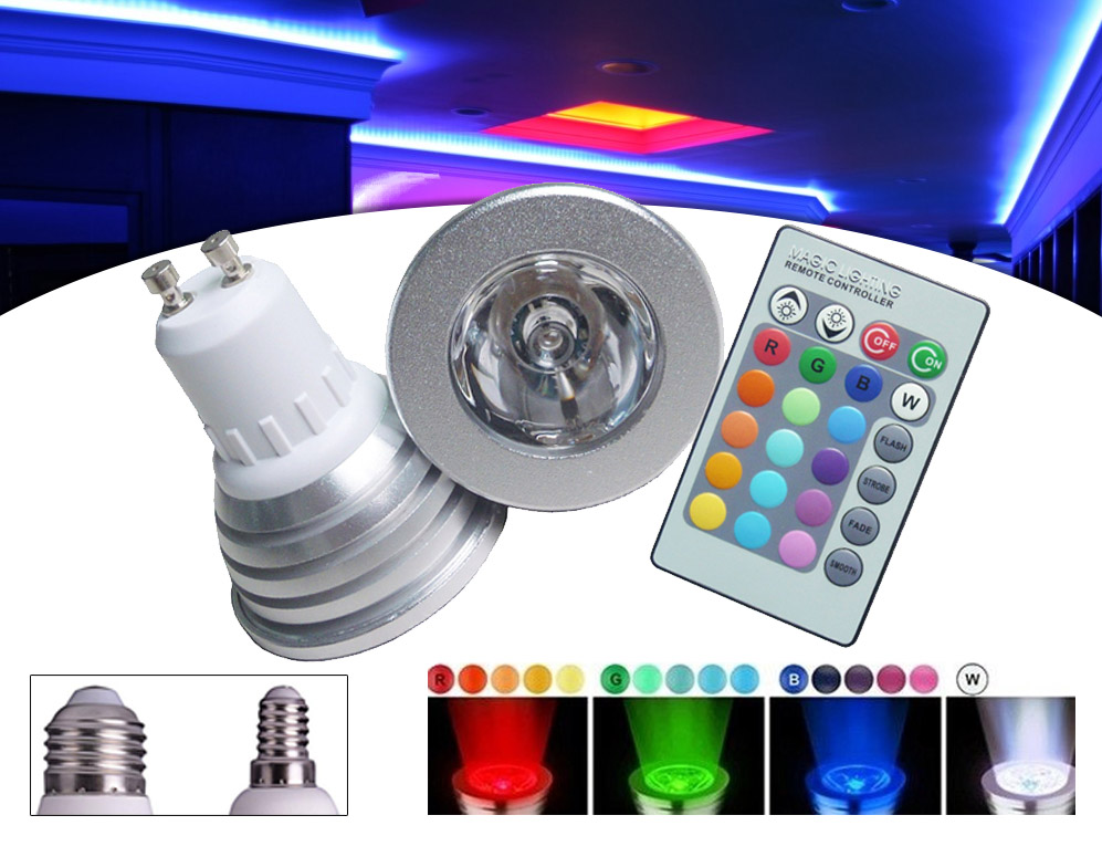 vsdeal.com - 3-Pack LED RGB Bulbs (GU10, E27 of E14)