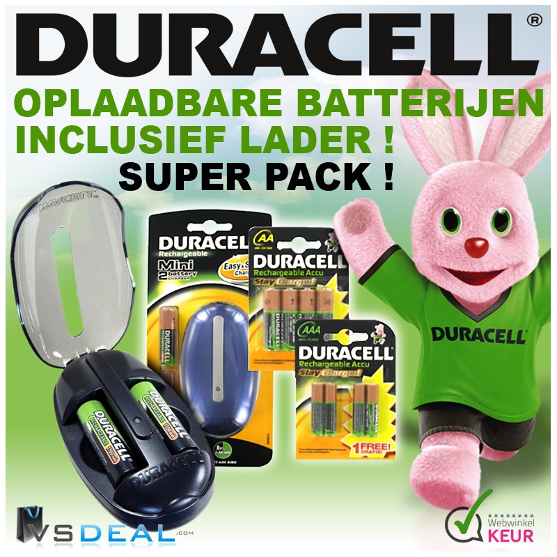 vsdeal.com - Duracell complete oplaadset inclusief 10 oplaadbare batterijen!!