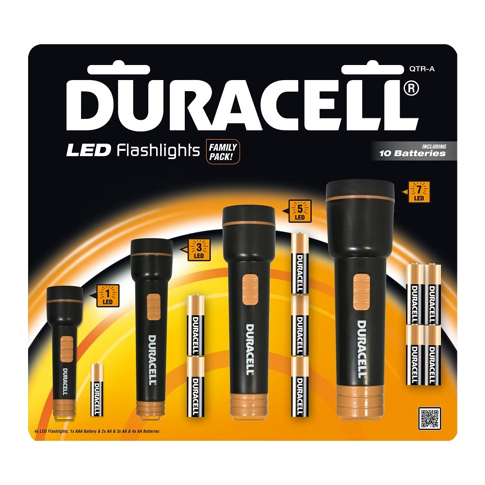 vsdeal.com - Duracell Familiepak met 4 verschillende LED Flashlights OP=OP