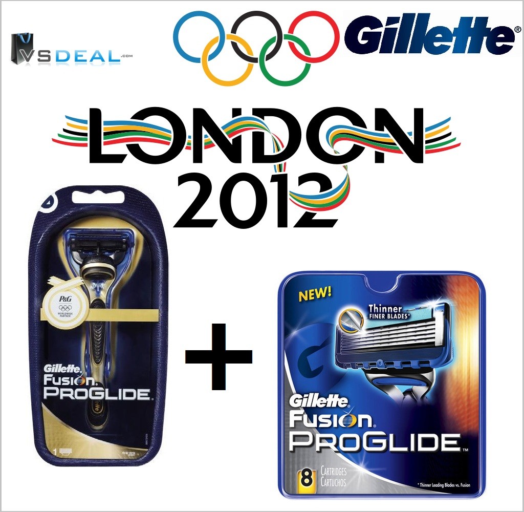 vsdeal.com - Gillette Fusion ProGlide + Olympic Houder Inclusief 10 mesjes!