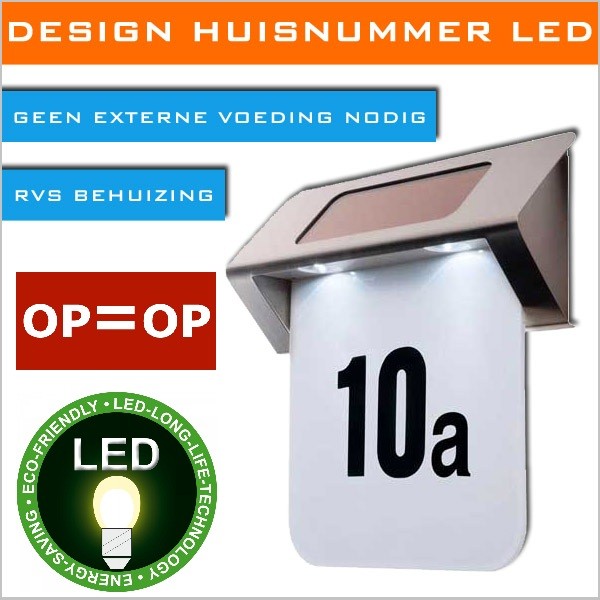vsdeal.com - Oplaadbaar RVS Design Huisnummer LED XL