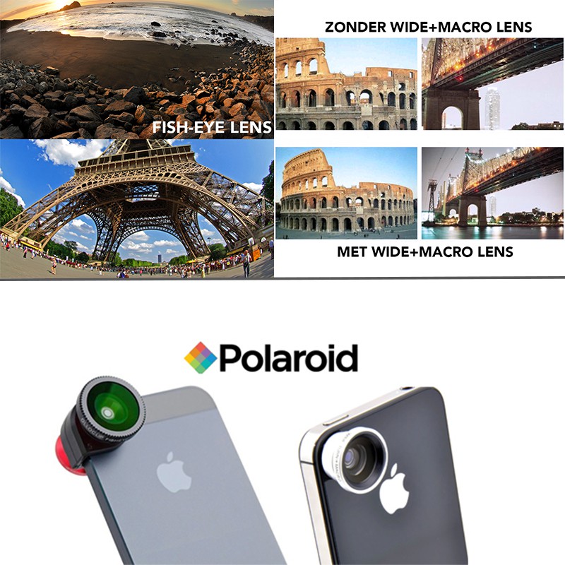 vsdeal.com - Polaroid 180° Fish-Eye of Wide+Macro Lens voor Smartphone