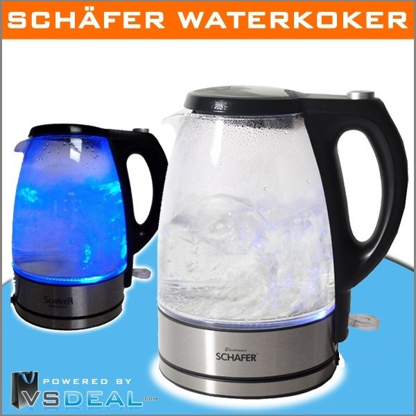 vsdeal.com - Schäfer Glazen Waterkoker met Ledverlichting