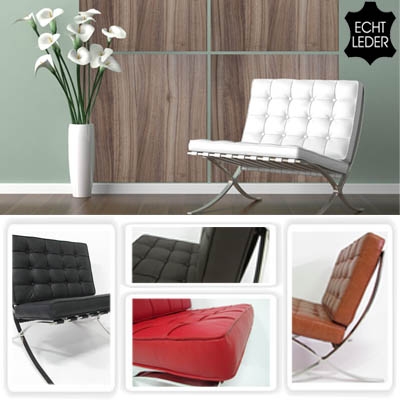 Waat? - Dé wereldberoemde designklassieker: Barcelona Chair t.w.v. €700,- (beschikbaar in 5 verschillende kleuren!)