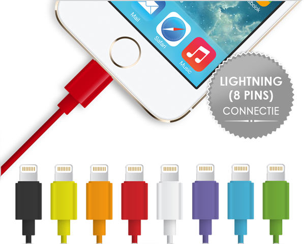 Waat? - Duopack gekleurde lightningkabels voor uw iphone/ipad