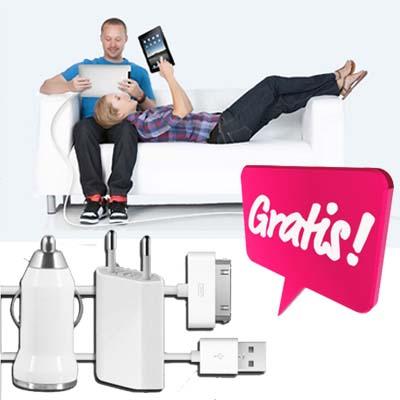Waat? - GRATIS Iphone/Ipod/Ipad oplader met 2m kabel t.w.v 24.95!