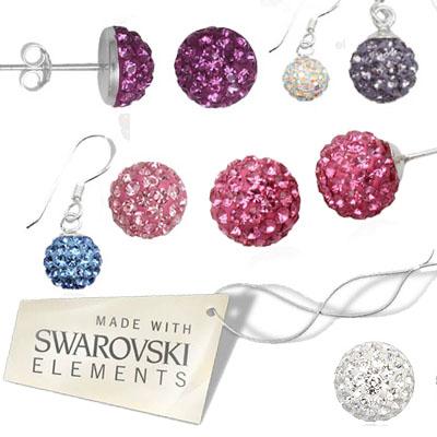 Waat? - Zilveren oorbellen met Swarovski kristallen (keuze uit 3 modellen in verschillende kleuren!)