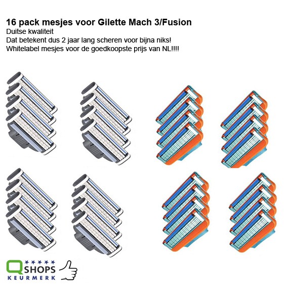 123 Dagaanbieding - 16 Pack Mesjes Voor Gilette Mach 3/Fusion 123 Dagaanbieding - 16 Pack Mesjes Voor Gilette Mach 3/Fusion