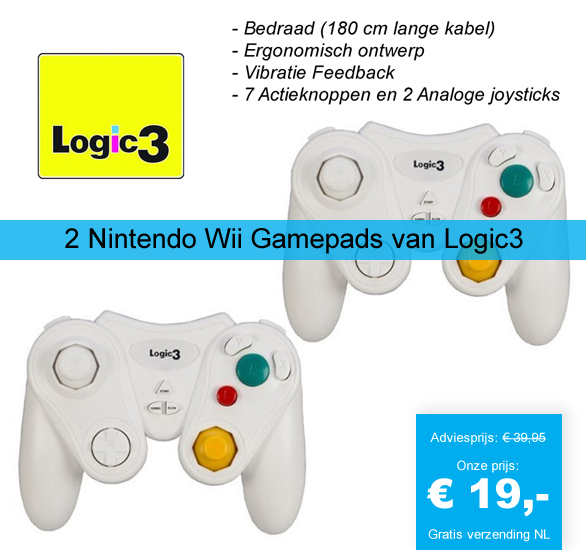 123 Dagaanbieding - 2 Nintendo Wii Gamepads Van Logic3 123 Dagaanbieding - 2 Nintendo Wii Gamepads Van Logic3