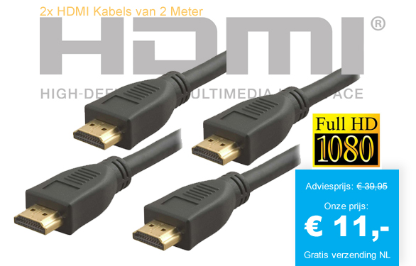 123 Dagaanbieding - 2X Hdmi Kabels Van 2 Meter 123 Dagaanbieding - 2X Hdmi Kabels Van 2 Meter