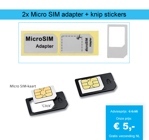 123 Dagaanbieding - 2X Micro Sim Adapter + Knip Stickers 123 Dagaanbieding - 2X Micro Sim Adapter + Knip Stickers