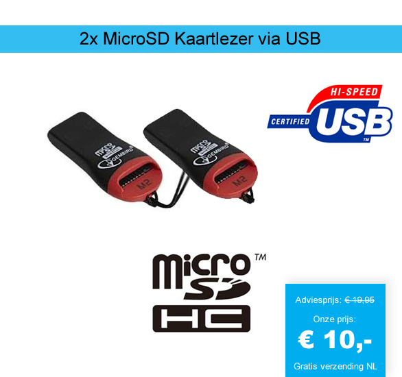 123 Dagaanbieding - 2X Microsd Kaartlezer Via Usb