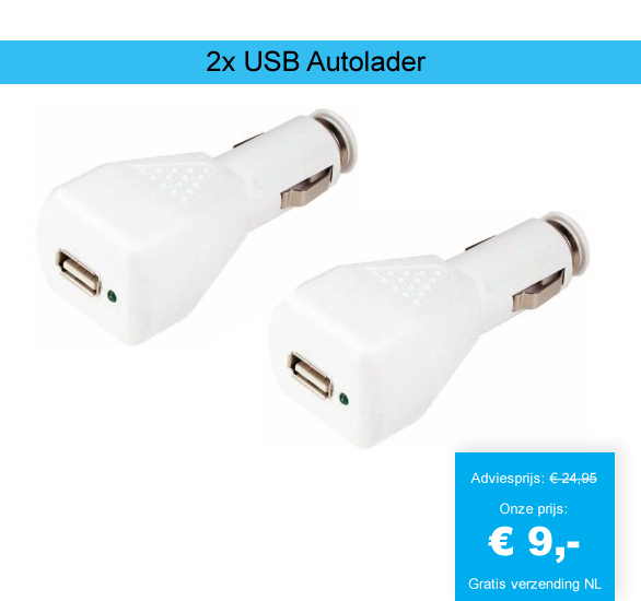 123 Dagaanbieding - 2X Usb Autolader 123 Dagaanbieding - 2X Usb Autolader