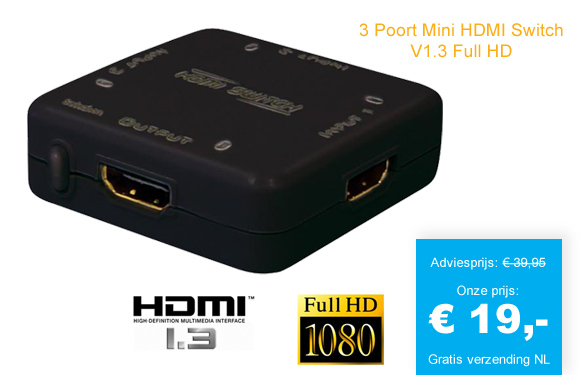123 Dagaanbieding - 3 Poort Mini Hdmi Switch V1.3 Full Hd