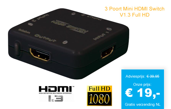 123 Dagaanbieding - 3 Poort Mini Hdmi Switch V1.3 Full Hd 123 Dagaanbieding - 3 Poort Mini Hdmi Switch V1.3 Full Hd