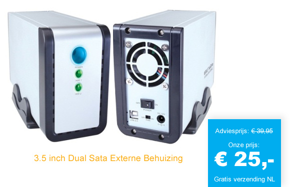 123 Dagaanbieding - 3.5 Inch Dual Sata Externe Behuizing