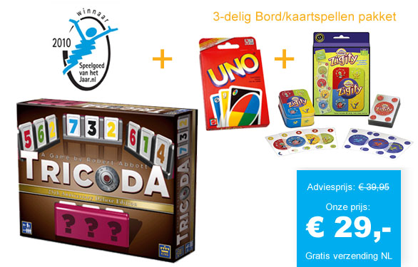 123 Dagaanbieding - 3-Delig Bord/kaartspellen Pakket 123 Dagaanbieding - 3-Delig Bord/kaartspellen Pakket