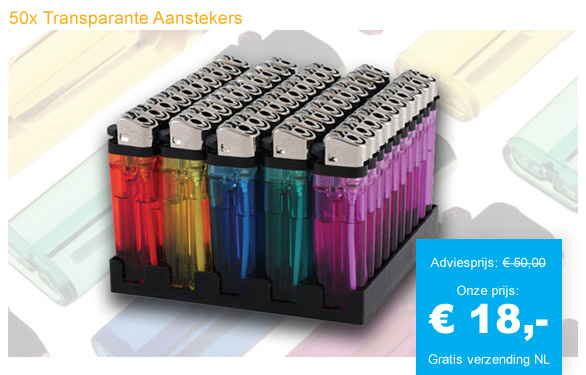 123 Dagaanbieding - 50X Transparante Aanstekers 123 Dagaanbieding - 50X Transparante Aanstekers
