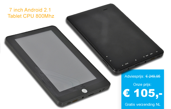 123 Dagaanbieding - 7 Inch Android 2.1 Tablet Cpu 800Mhz