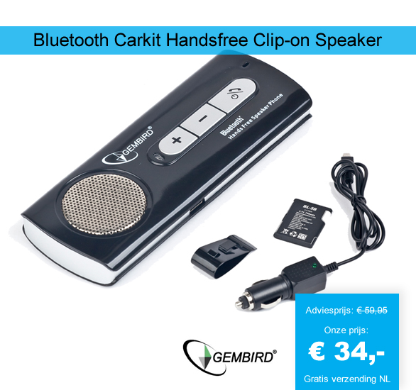 123 Dagaanbieding - Bluetooth Carkit Handsfree Clip-on Speaker