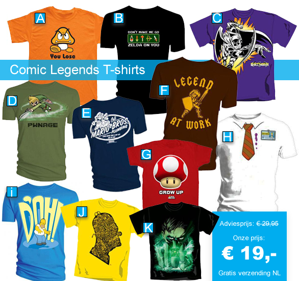 123 Dagaanbieding - Comic Legends T-shirts 123 Dagaanbieding - Comic Legends T-shirts