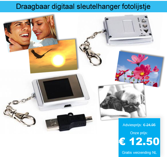 123 Dagaanbieding - Draagbaar Digitaal Sleutelhanger Fotolijstje