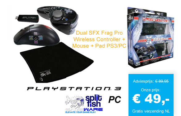 123 Dagaanbieding - Dual Sfx Frag Pro Wireless Controller + Mouse + Pad Ps3/pc