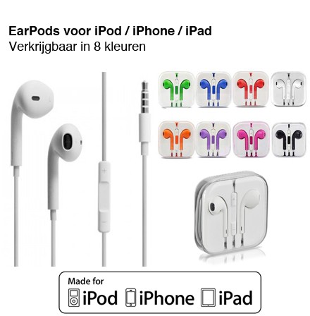 123 Dagaanbieding - Earpods Voor Ipod / Iphone / Ipad (8 Kleuren)