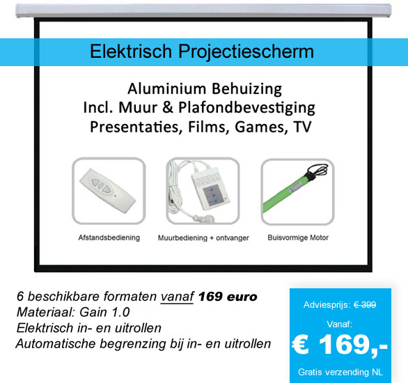 123 Dagaanbieding - Elektrische Projectieschermen Div. Maten 123 Dagaanbieding - Elektrische Projectieschermen Div. Maten