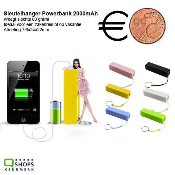 123 Dagaanbieding - Euro Deal Sleutelhanger Powerbank 2000Mah 123 Dagaanbieding - Euro Deal Sleutelhanger Powerbank 2000Mah