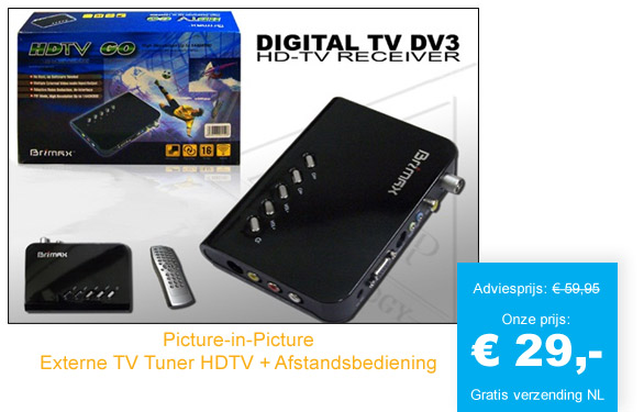 123 Dagaanbieding - Externe Tv Tuner Hdtv + Afstandsbediening