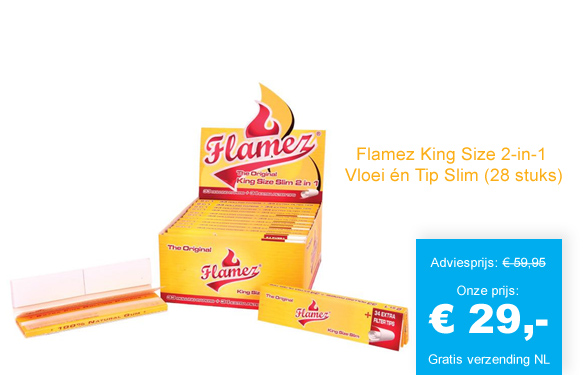 123 Dagaanbieding - Flamez King Size 2-In-1 Vloei En Tip Slim 28X 123 Dagaanbieding - Flamez King Size 2-In-1 Vloei En Tip Slim 28X