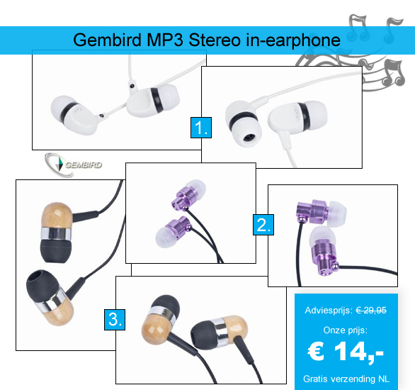123 Dagaanbieding - Gembird Mp3 Stereo In-earphone