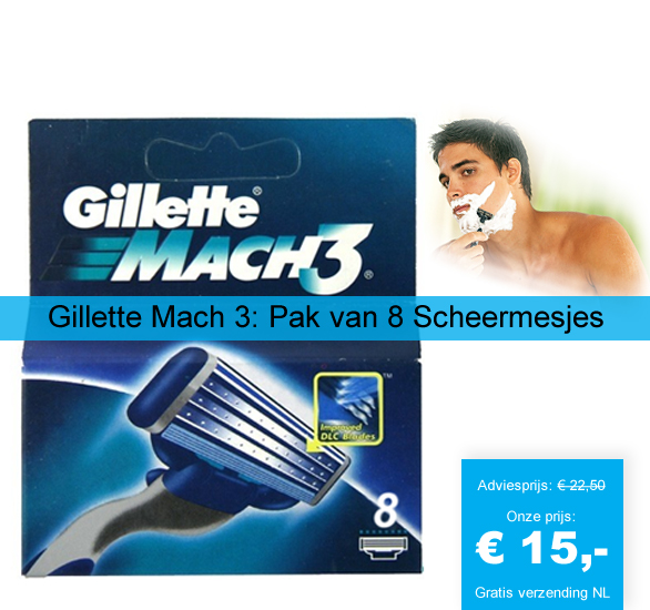 123 Dagaanbieding - Gillette Mach 3: Pak Van 8 Scheermesjes