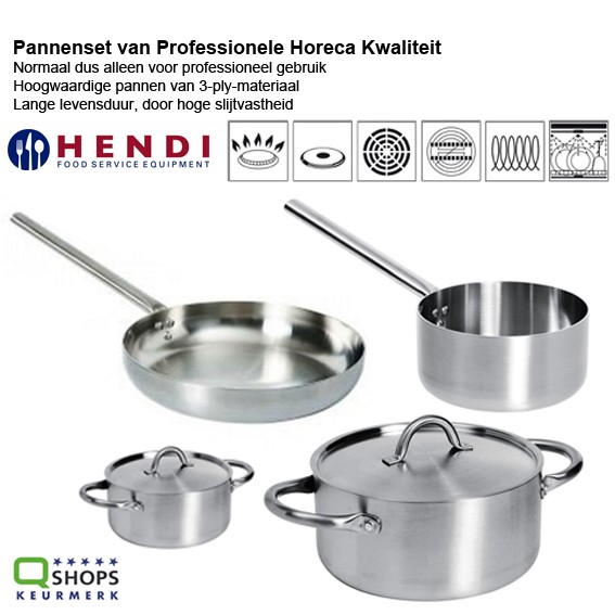 123 Dagaanbieding - Hendi 4-Delige Pannenset Van Professionele Horeca Kwaliteit