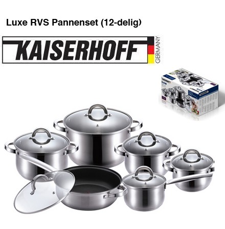123 Dagaanbieding - Kaiserhoff Luxe Rvs Pannenset (12-Delig) 123 Dagaanbieding - Kaiserhoff Luxe Rvs Pannenset (12-Delig)