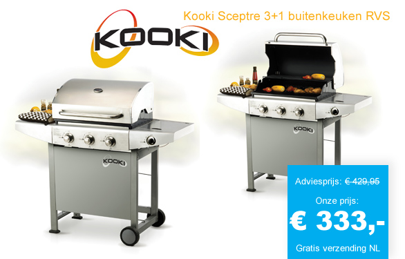 123 Dagaanbieding - Kooki Sceptre 3+1 Buitenkeuken Rvs