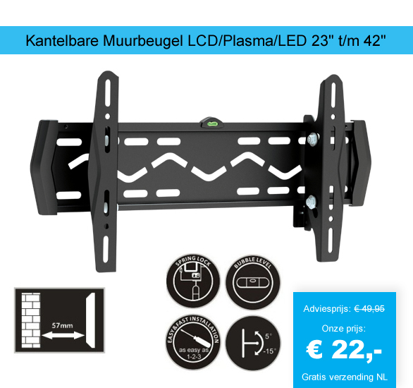 123 Dagaanbieding - Lcd/plasma/led Beugel Kantelbaar 23/42Inch