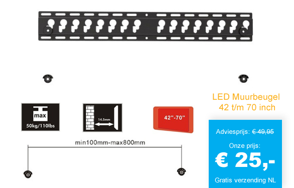 123 Dagaanbieding - Led Muurbeugel 42 T/m 70 Inch