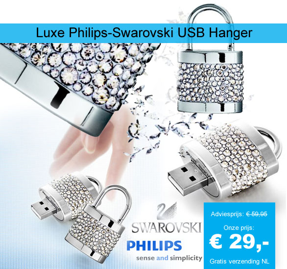 123 Dagaanbieding - Luxe Philips-swarovski 1Gb Usb Hanger