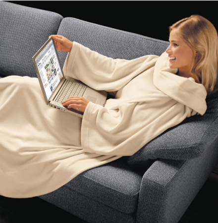 123 Dagaanbieding - Luxueuze Beige Fleece Deken Met Mouwen