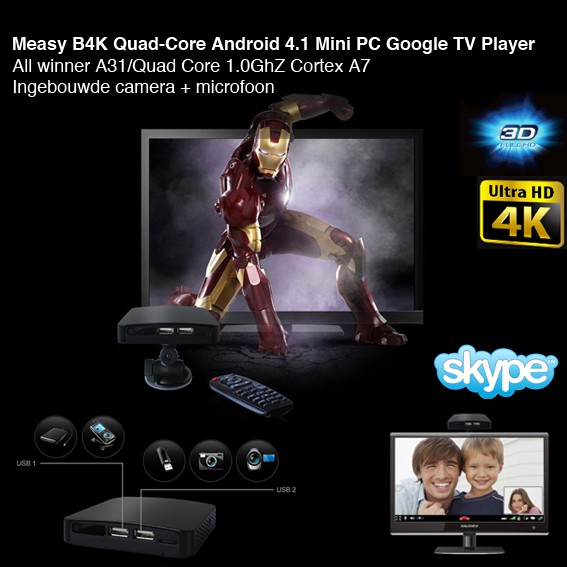 123 Dagaanbieding - Measy B4k Quad-core Android 4.1 Mini Pc Google Tv Player