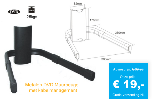 123 Dagaanbieding - Metalen Dvd Muurbeugel Met Kabelmanagement