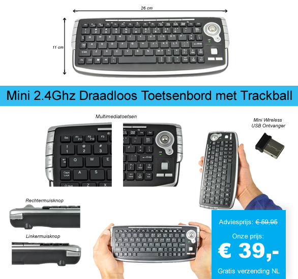 123 Dagaanbieding - Mini 2.4Ghz Draadloos Toetsenbord Met Trackball 123 Dagaanbieding - Mini 2.4Ghz Draadloos Toetsenbord Met Trackball