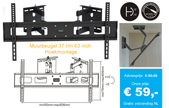 123 Dagaanbieding - Muurbeugel 37 T/m 63 Inch - Hoekmontage 123 Dagaanbieding - Muurbeugel 37 T/m 63 Inch - Hoekmontage