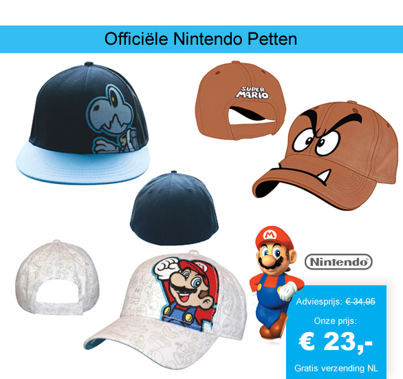 123 Dagaanbieding - Officiële Nintendo Petten 123 Dagaanbieding - Officiële Nintendo Petten