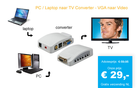 123 Dagaanbieding - Pc / Laptop Naar Tv Converter - Vga Naar Video